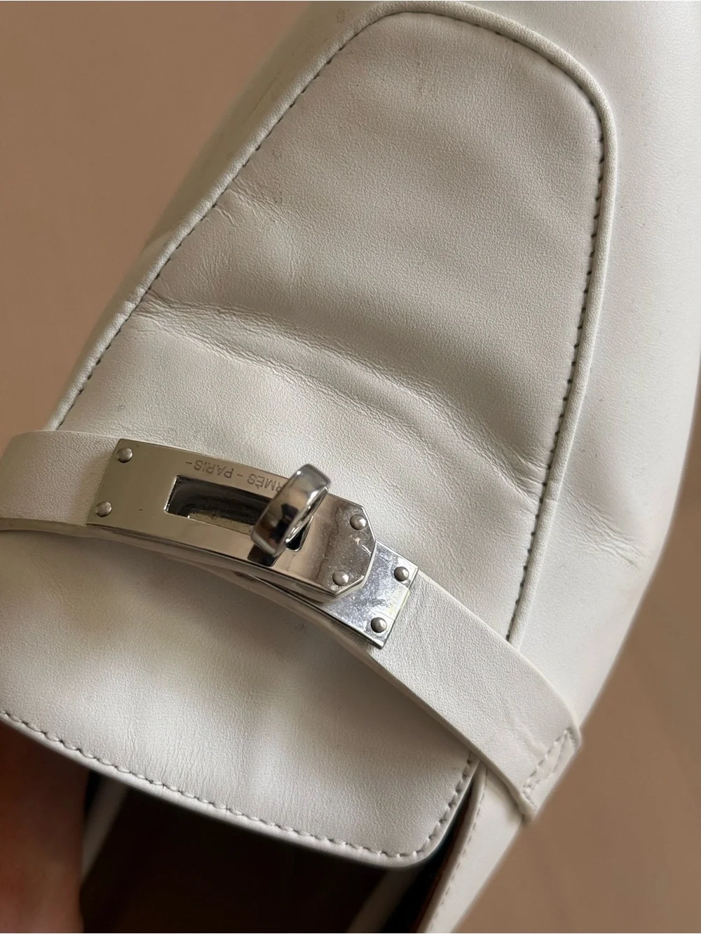 Hermes Kelly buckle mule 38 white - Picture 2 of 4